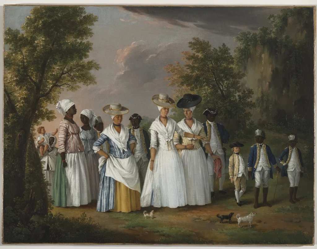 Agostino Brunias (Italian, ca. 1730–1796). Free Women of Color with Their Children and Servants in a Landscape, ca. 1770-1796. Brooklyn Museum, 2010.59. (Photo: Brooklyn Museum, 2010.59_PS6.jpg